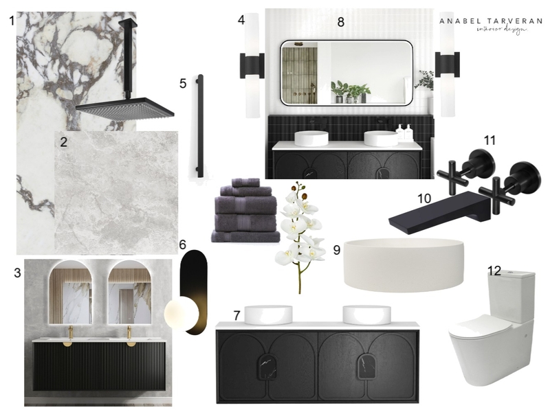 Modern Classic Bathroom | Monochromatic Mood Board by TarveranInteriors on Style Sourcebook
