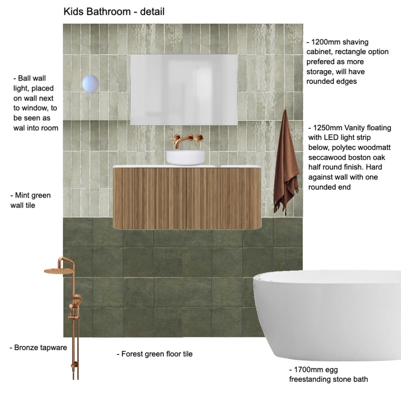 Downes Ave Upstairs Kids Bathroom detail Mood Board by Susan Conterno on Style Sourcebook