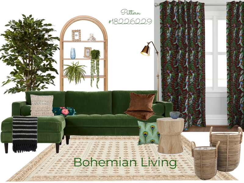 Peacock Curtains Burgandy - Bohemian Living Mood Board by KtCDesigns on Style Sourcebook