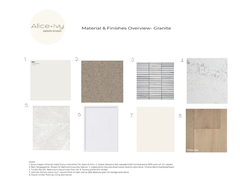 Materials & Finishes overview- Granite Mood Board by Alice + Ivy Design Studio on Style Sourcebook