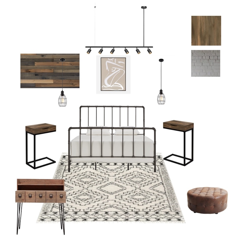 Industrial bedroom Mood Board by annickpaul358@gmail.com on Style Sourcebook