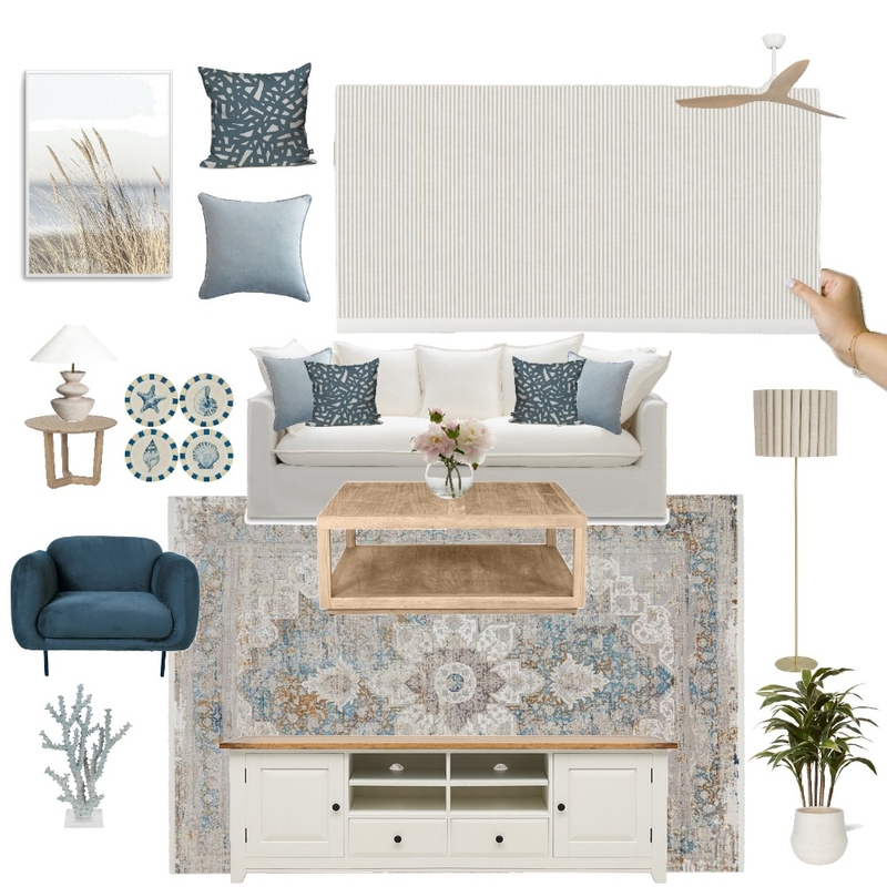 Coastal Living Room - oat narrow stripe Mood Board by vine_art_design on Style Sourcebook