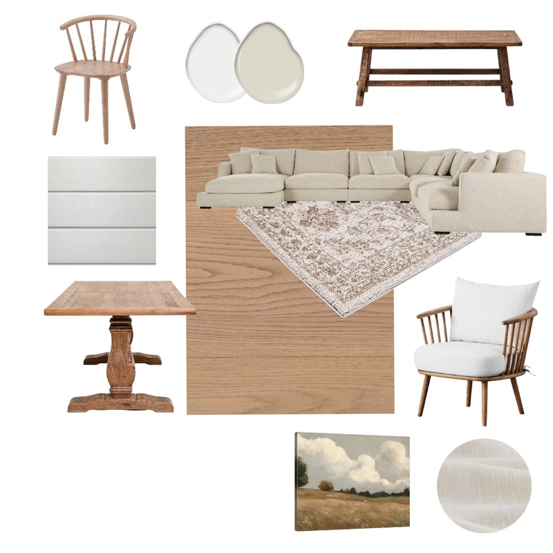 Cottage Farmhouse Living Dining - Sample Board Mood Board by RACHMCEACHRAN on Style Sourcebook
