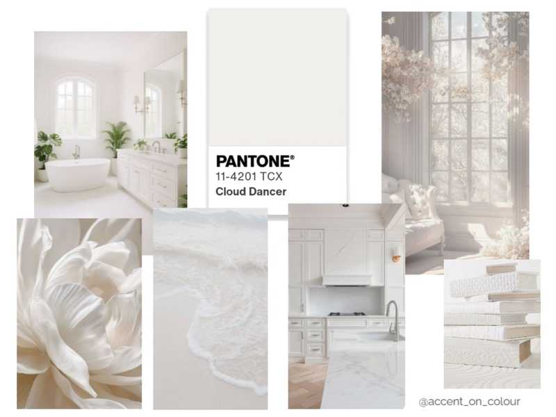 Cloud Dancer 2026 Colour of the Year Mood Board by Accent on Colour on Style Sourcebook