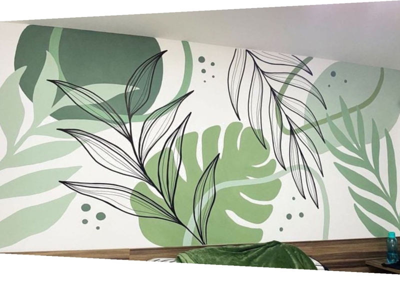 Monstera Mural Stencil Interior Design Mood Board by MelBoyd31