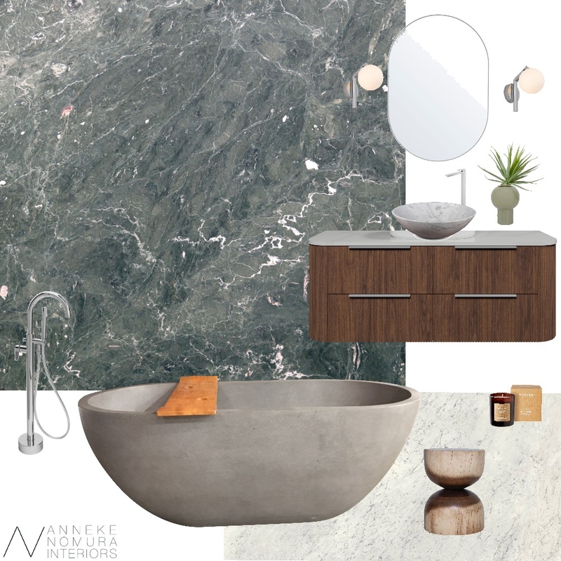 Green Marble Contemporary Bathroom Mood Board by ANNEKE NOMURA INTERIORS on Style Sourcebook