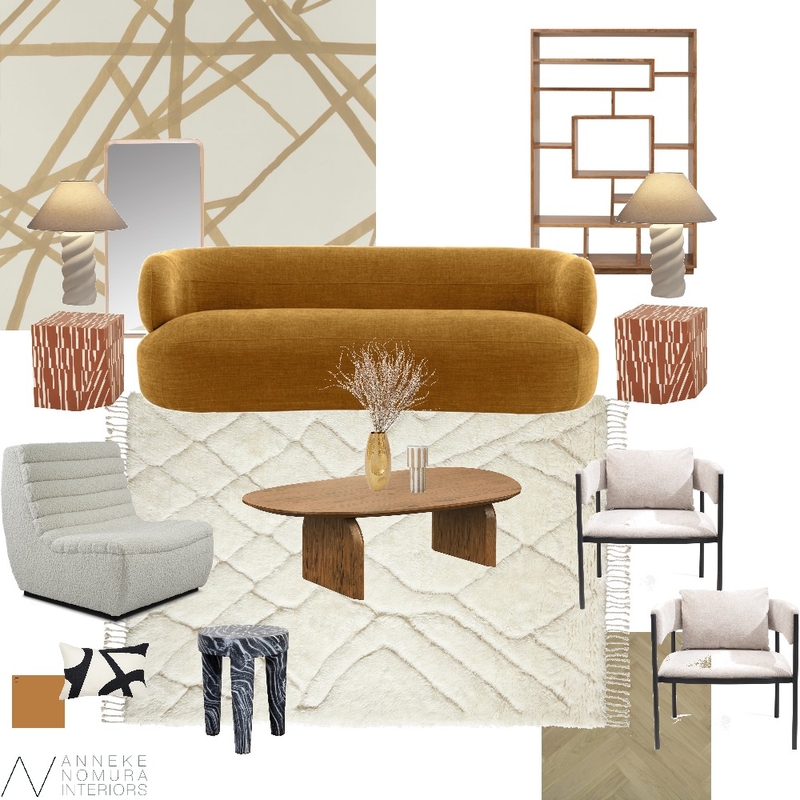 Contemporary Mid-Century Living Room Mood Board by ANNEKE NOMURA INTERIORS on Style Sourcebook
