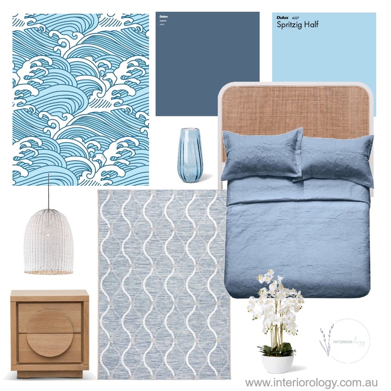 Japandi blue bedroom Mood Board by interiorology on Style Sourcebook