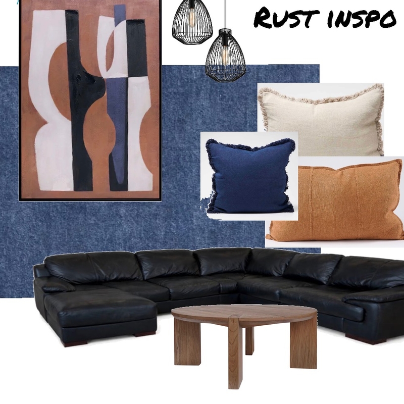 Sam living room update Rust blue inspo Mood Board by marie on Style Sourcebook