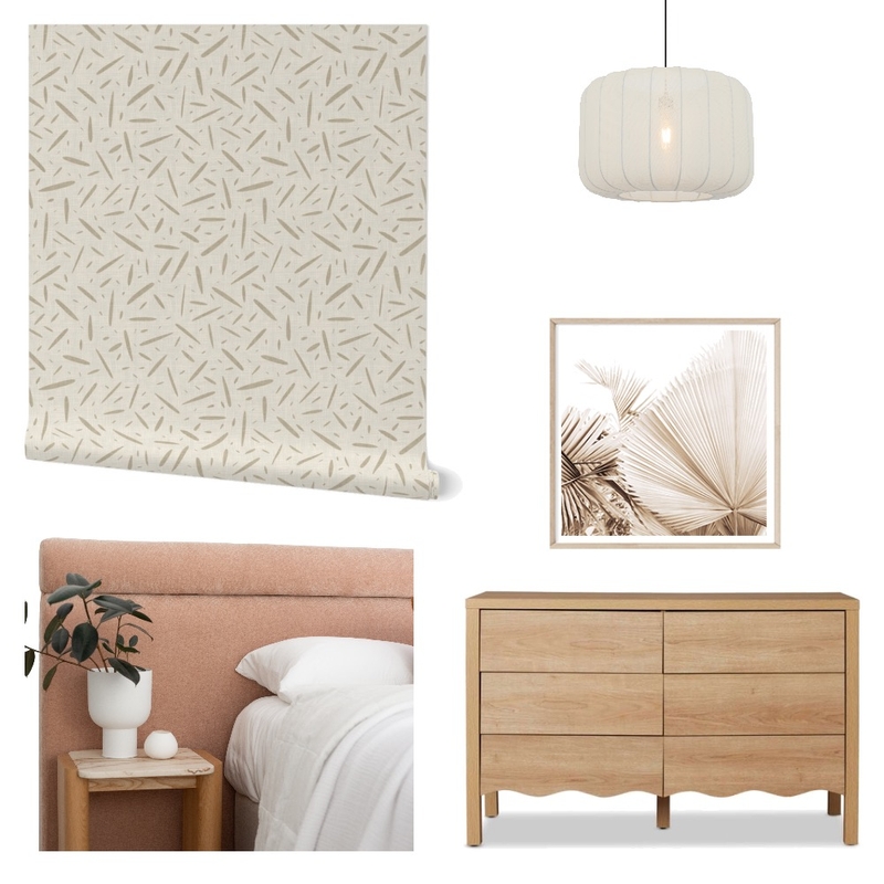 Japandi Abstract Wallpaper for Bedroom Mood Board by ashclarkart on Style Sourcebook