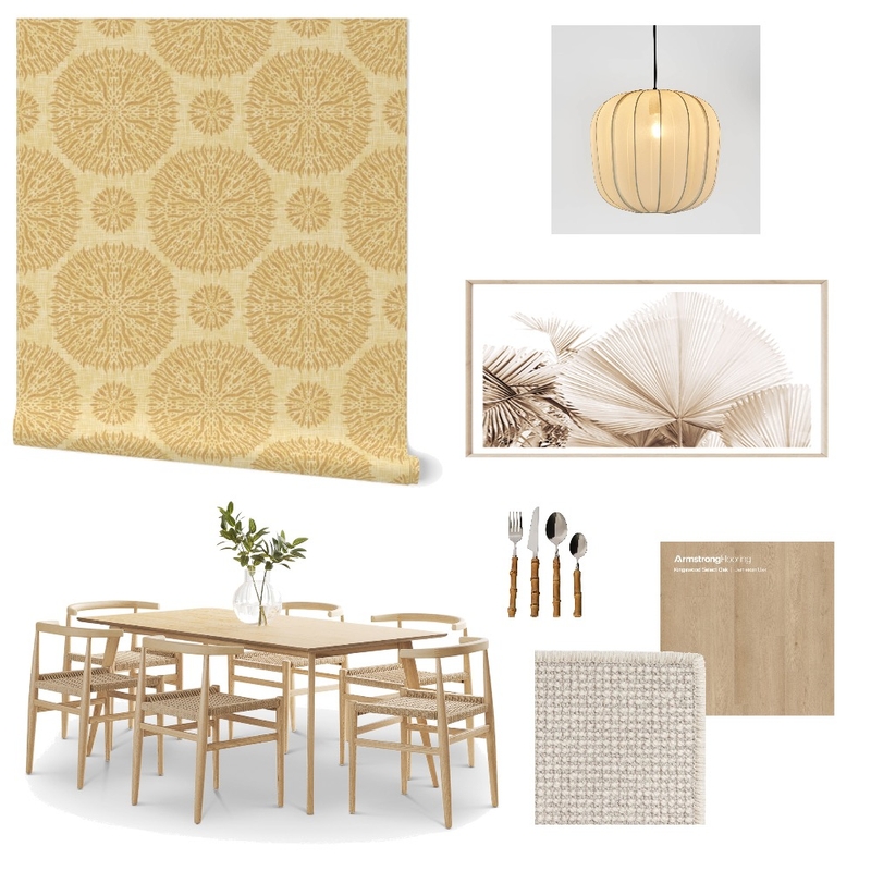 Japandi Abstract Wallpaper for Dining Room Decor Mood Board by ashclarkart on Style Sourcebook