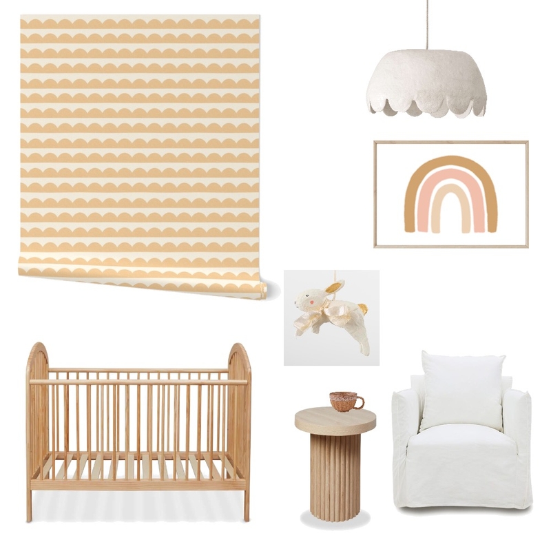 Cottagecore Scalloped Wallpaper for Nursery Decor Mood Board by ashclarkart on Style Sourcebook