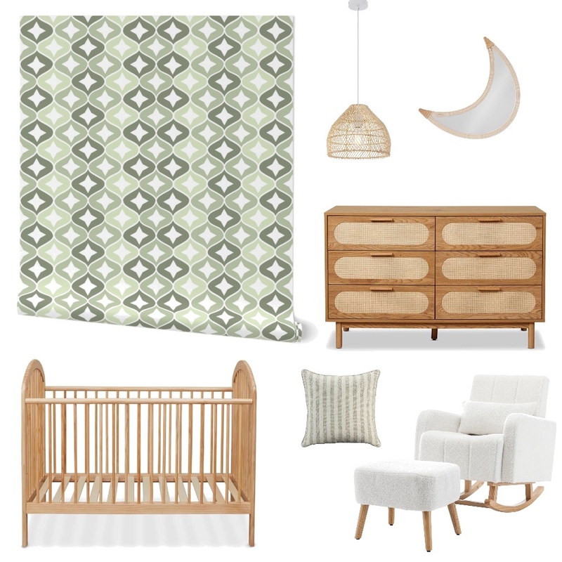 Mid Century Modern Star Wallpaper for Nursery Decor Mood Board by ashclarkart on Style Sourcebook