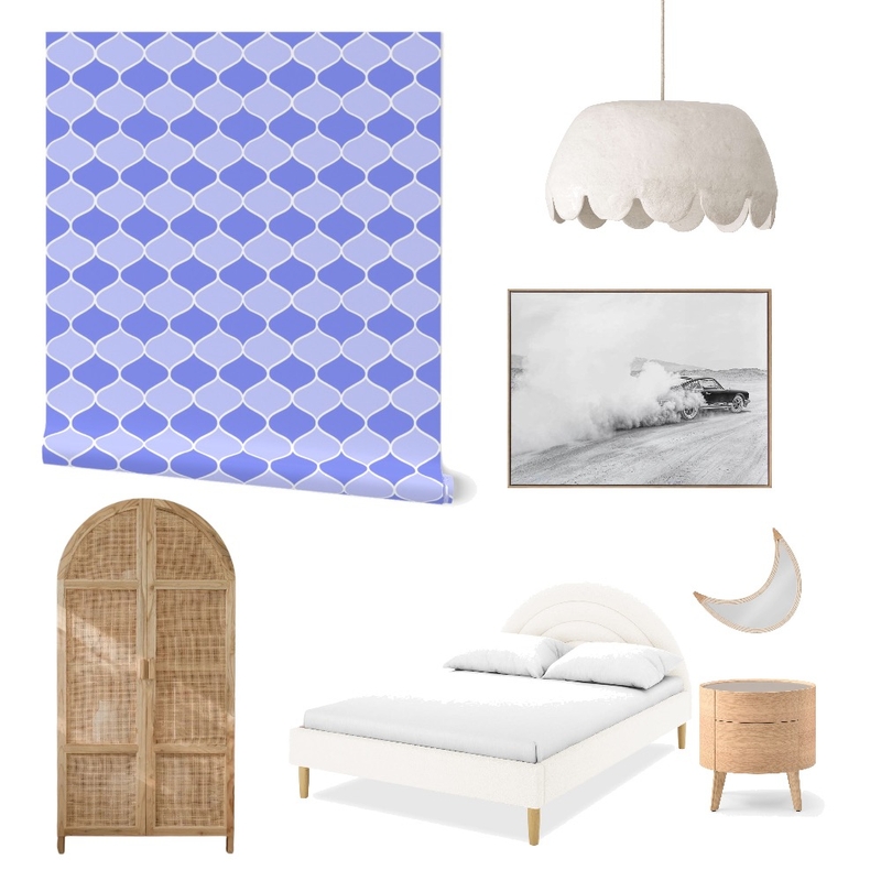 Mid Century Modern Wallpaper for Dorm Decor Mood Board by ashclarkart on Style Sourcebook