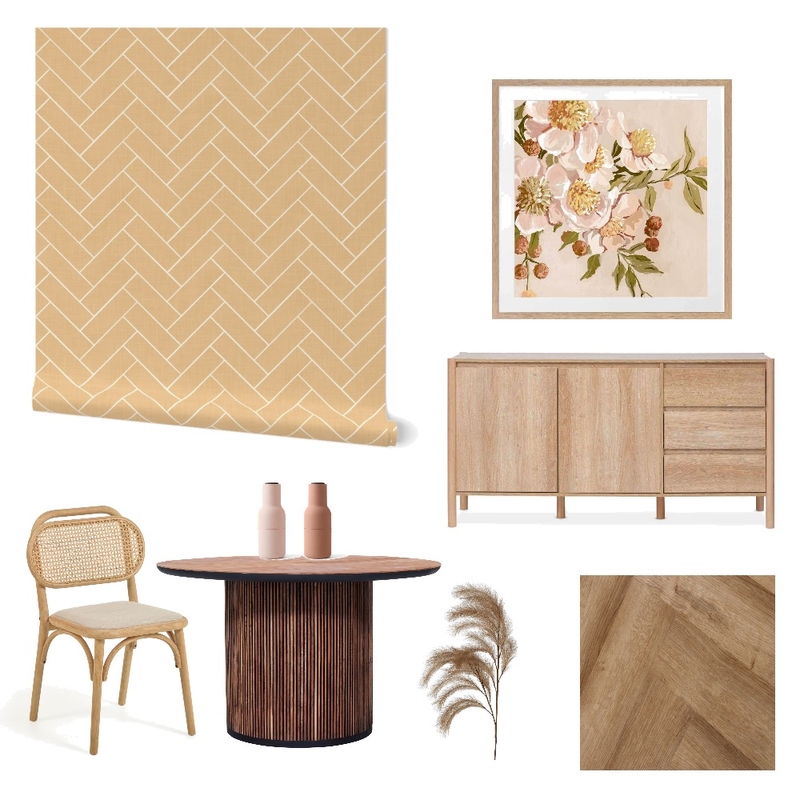 Contemporary Herringbone Wallpaper for Dinning Decor Mood Board by ashclarkart on Style Sourcebook