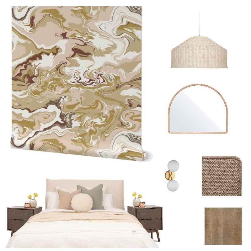Marble Wallpaper for Eclectic Bedroom Decor Mood Board by ashclarkart on Style Sourcebook