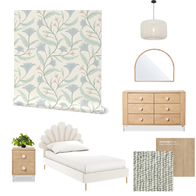 Heritage Revival Floral Wallpaper for Girl’s Room  Decor Mood Board by ashclarkart on Style Sourcebook