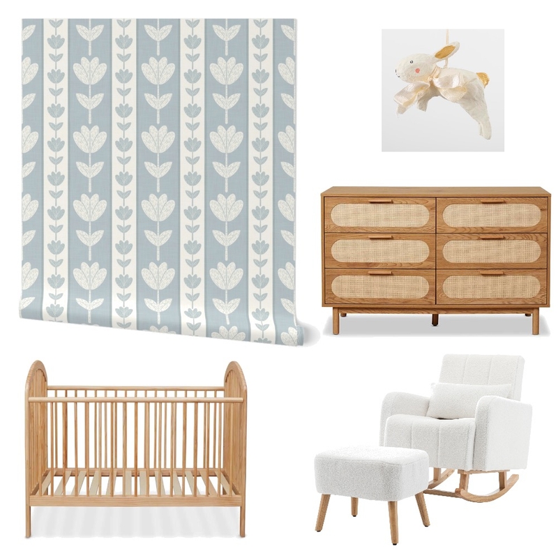 Cottagecore Floral Stripe Wallpaper for Nursery Decor Mood Board by ashclarkart on Style Sourcebook