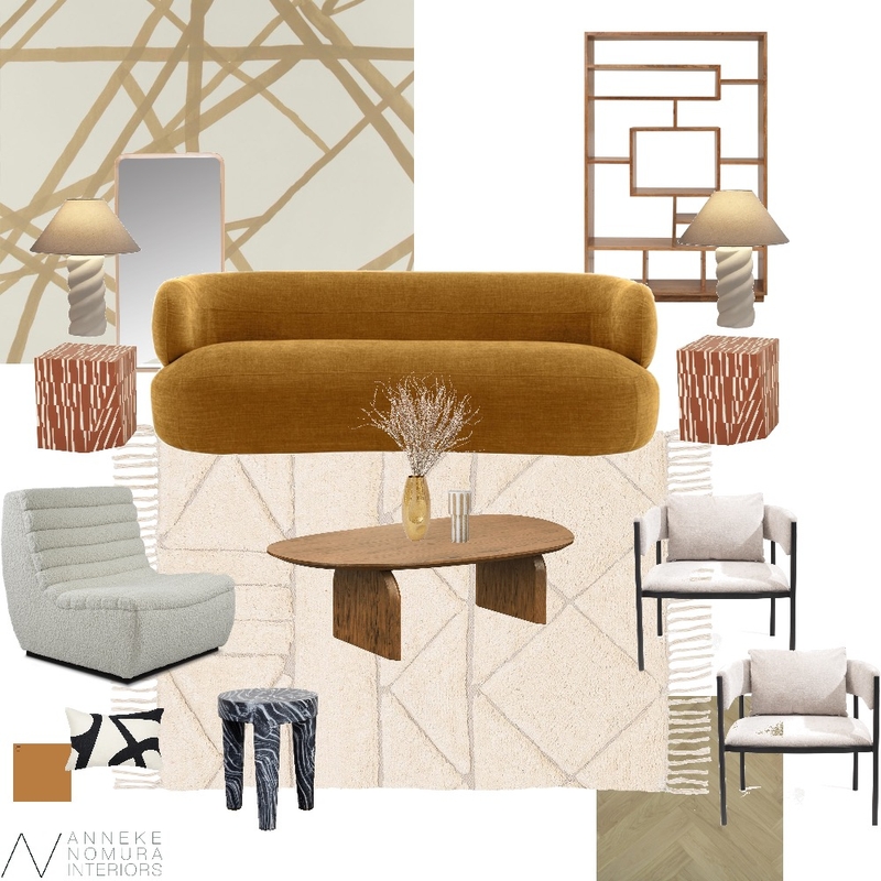 Contemporary Mid-Century Living Room - Tri-Shag Rug Mood Board by ANNEKE NOMURA INTERIORS on Style Sourcebook