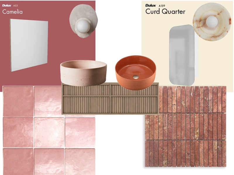 Powder room pink vs red Mood Board by cdef on Style Sourcebook