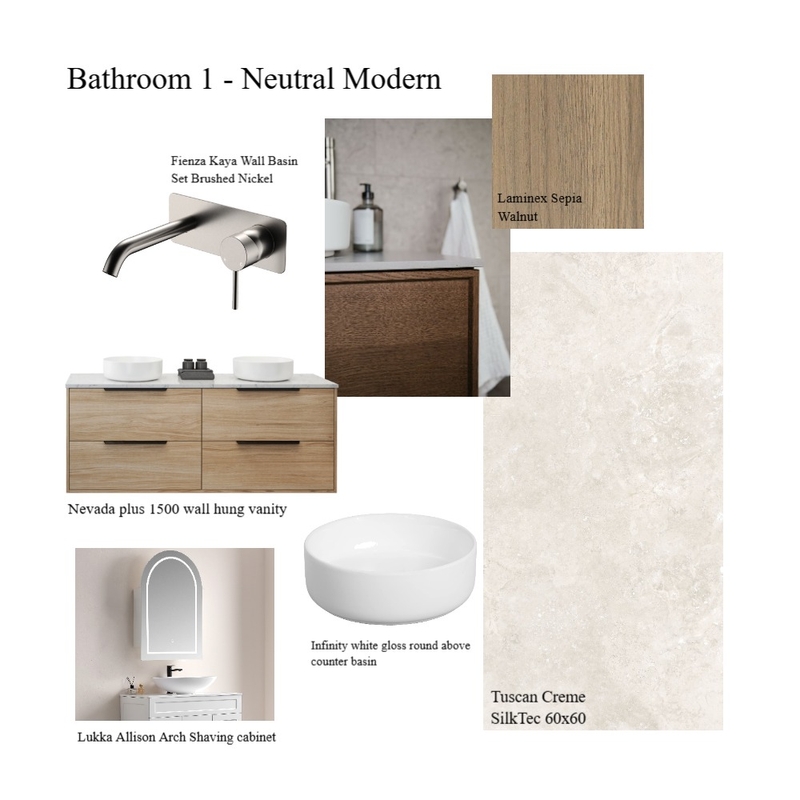 Bathroom 1 - Neutral Modern Mood Board by initialconcepts on Style Sourcebook