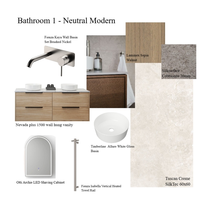 Bathroom 1 - Neutral Modern Mood Board by initialconcepts on Style Sourcebook