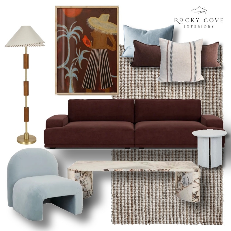 Power blue and Burgundy lounge Mood Board by Rocky Cove Interiors on Style Sourcebook