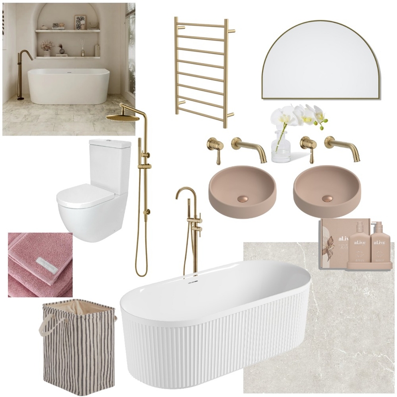 Neutral Bathroom with Pink Interior Design Mood Board by A.M. Interior Styling