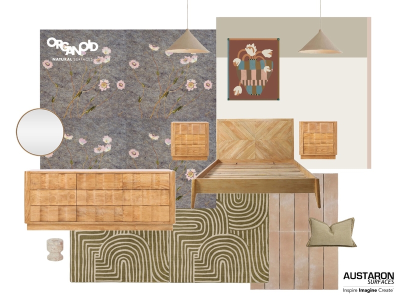 Bedroom Inspo with Organoid Sonnenflügel Mood Board by Austaron Surfaces on Style Sourcebook