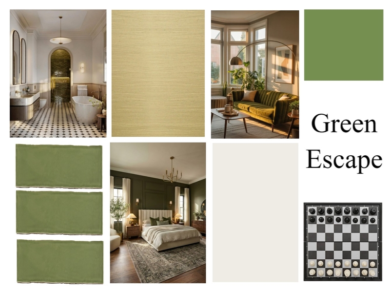 Green Escape Art Deco Concept Interior Design Mood Board by Meleena17