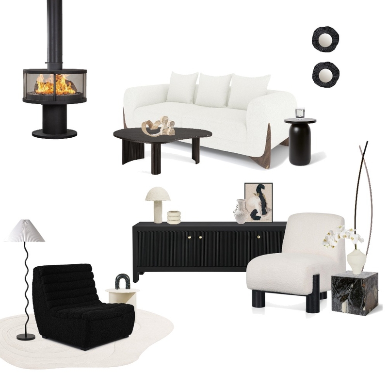 Furniture Collage - Living Rm - B&W Mood Board by bonnie.tanhl on Style Sourcebook