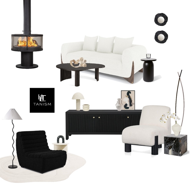 Furniture Collage - Living Rm - B&W Mood Board by bonnie.tanhl on Style Sourcebook