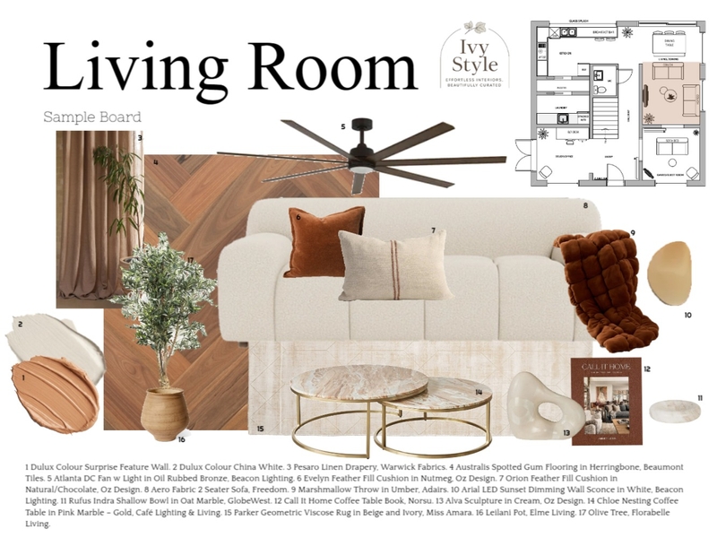 Assignment 9 Living Room Sample Board Mood Board by Ivy Style on Style Sourcebook