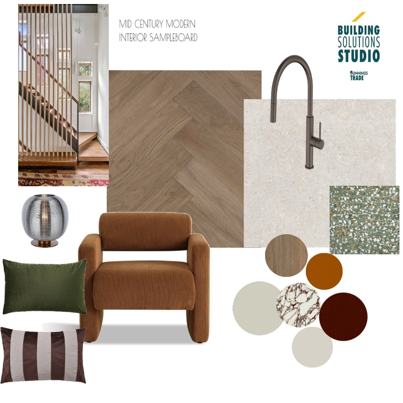 Mid Century Modern - INTERIOR SAMPLE BOARD Mood Board by bsschwh@bunnings.com.au on Style Sourcebook