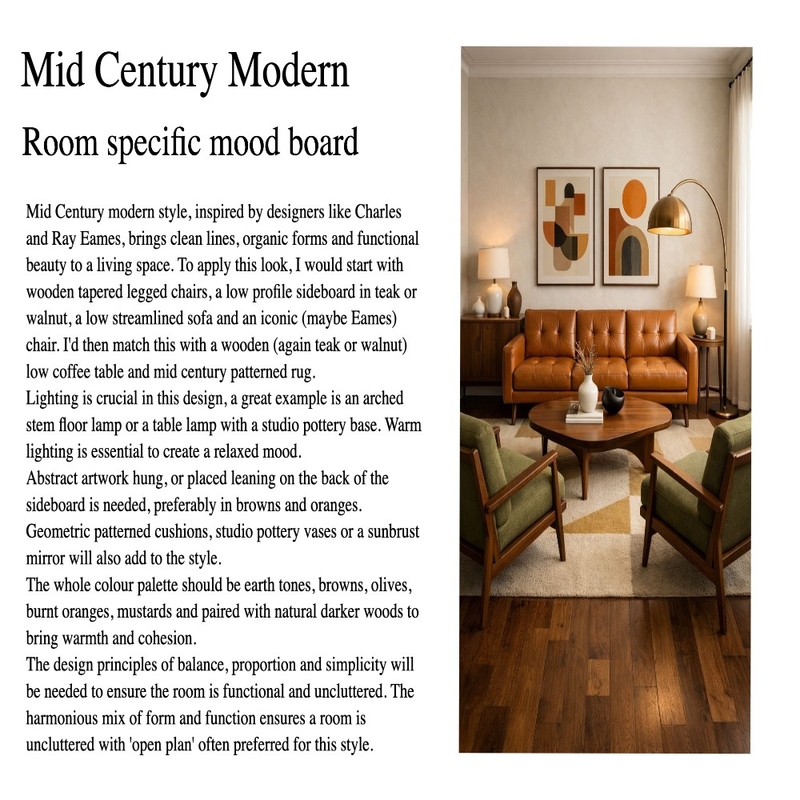 Mid Century written Interior Design Mood Board by SarBearDesi
