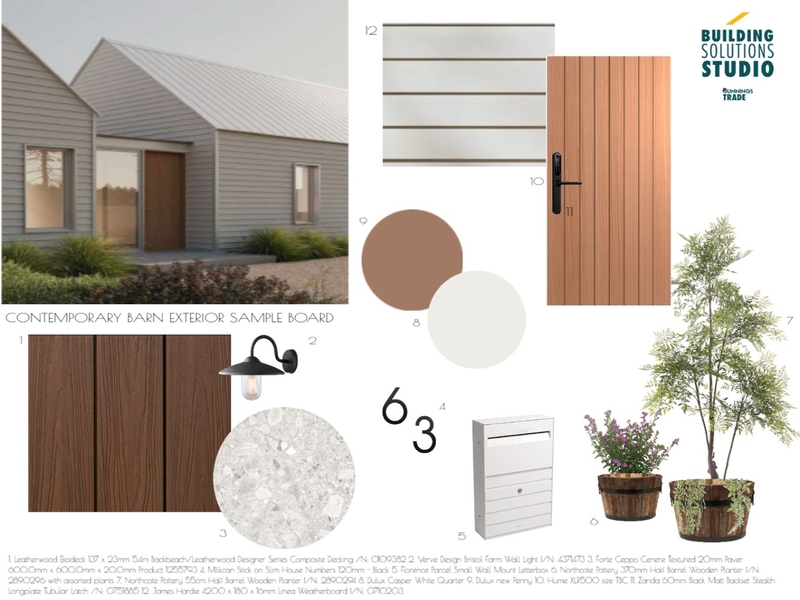 Contemporary Barn - Exterior Sample Board Mood Board by bsschwh@bunnings.com.au on Style Sourcebook