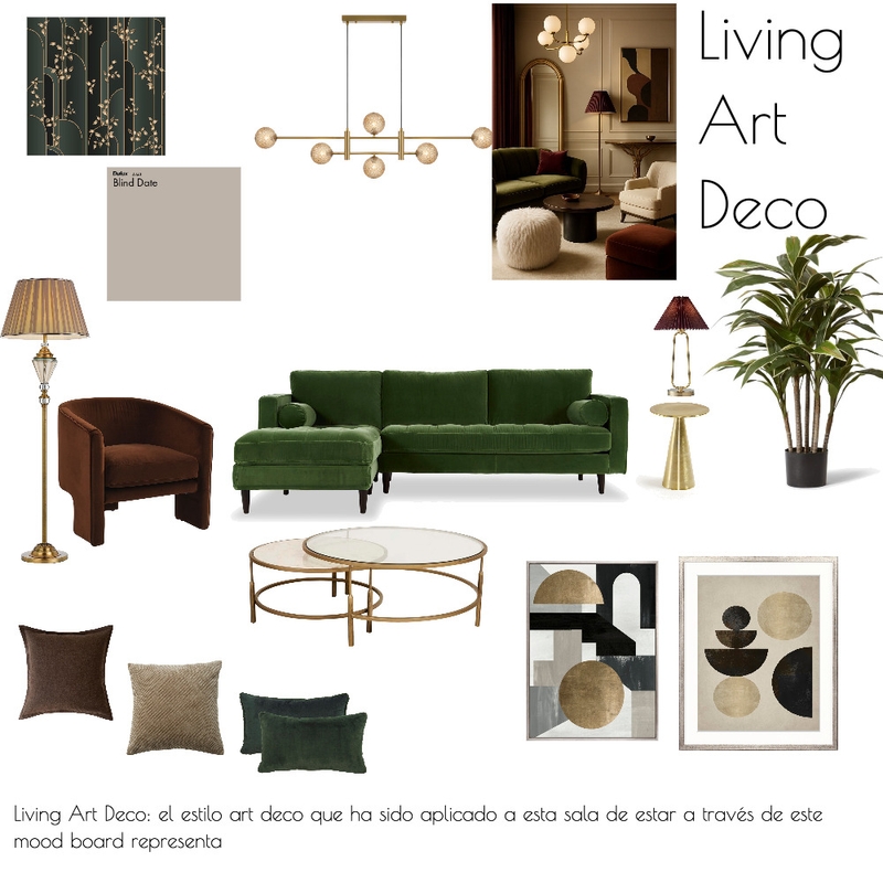 Living Art Deco Interior Design Mood Board by JenStudio