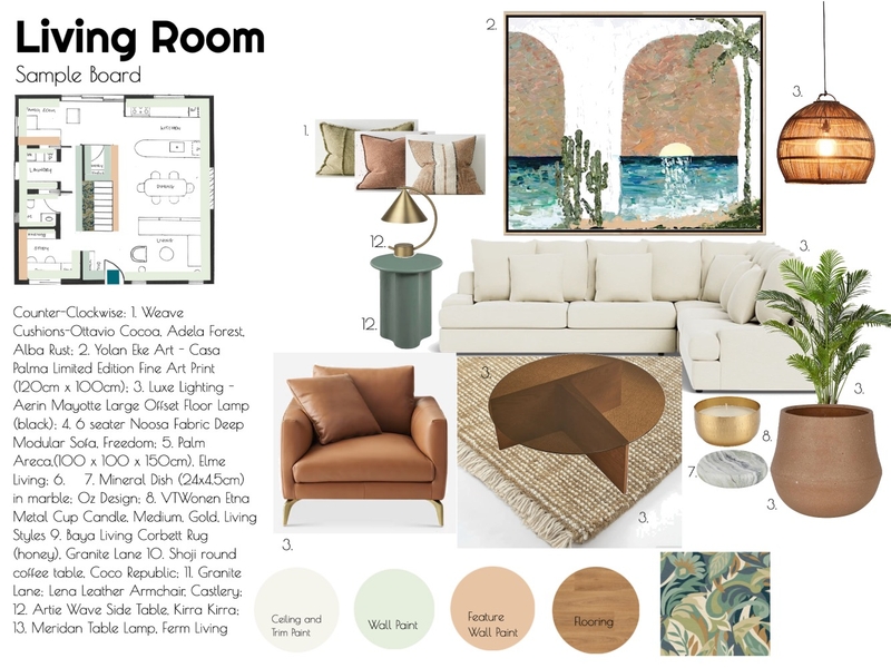 TanyaSmith.Assignment9.SampleBoard.LivingRoom.FINAL Mood Board by TanyaS on Style Sourcebook
