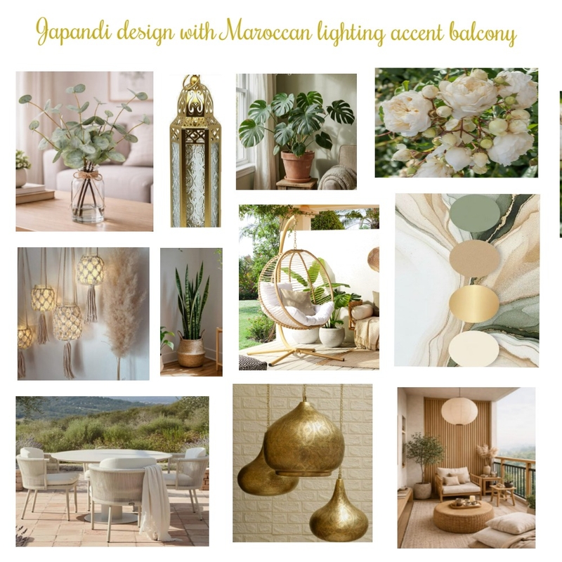 Japandi design with Maroccan lighting accent balcony Interior Design Mood Board by lisabet