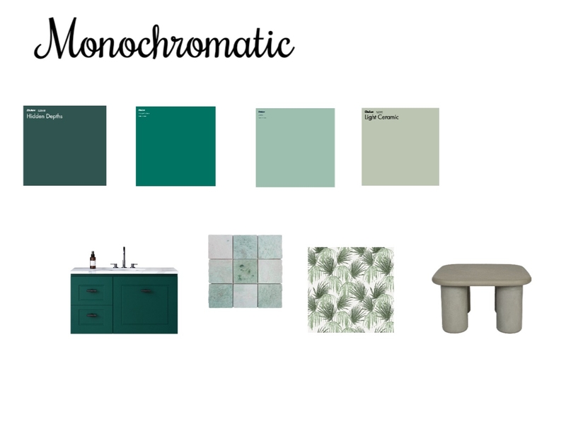 Green Monochromatic Interior Design Mood Board by DMcAlister Green Monochromatic Interior Design Mood Board by DMcAlister