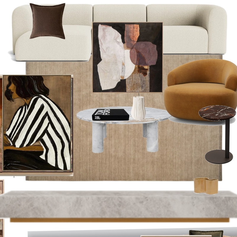 Living area king living rug accent chair and side marion rug art Interior Design Mood Board by Efi Papasavva