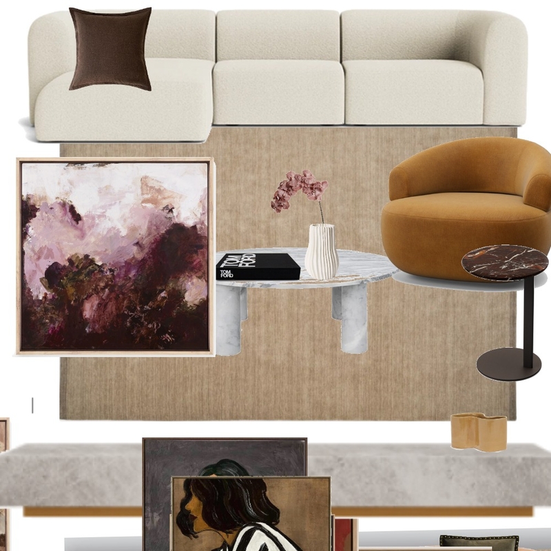 Living area king living rug accent chair and side hayley art Interior Design Mood Board by Efi Papasavva