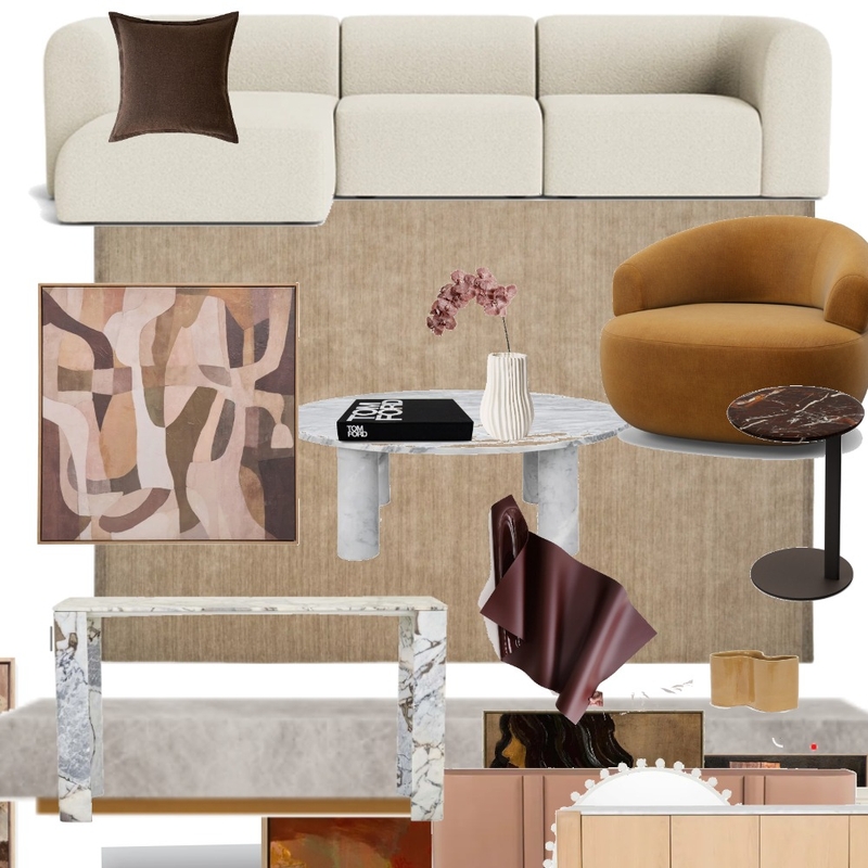 Living area king living rug accent chair and side marble buffet trit art Mood Board by Efi Papasavva on Style Sourcebook
