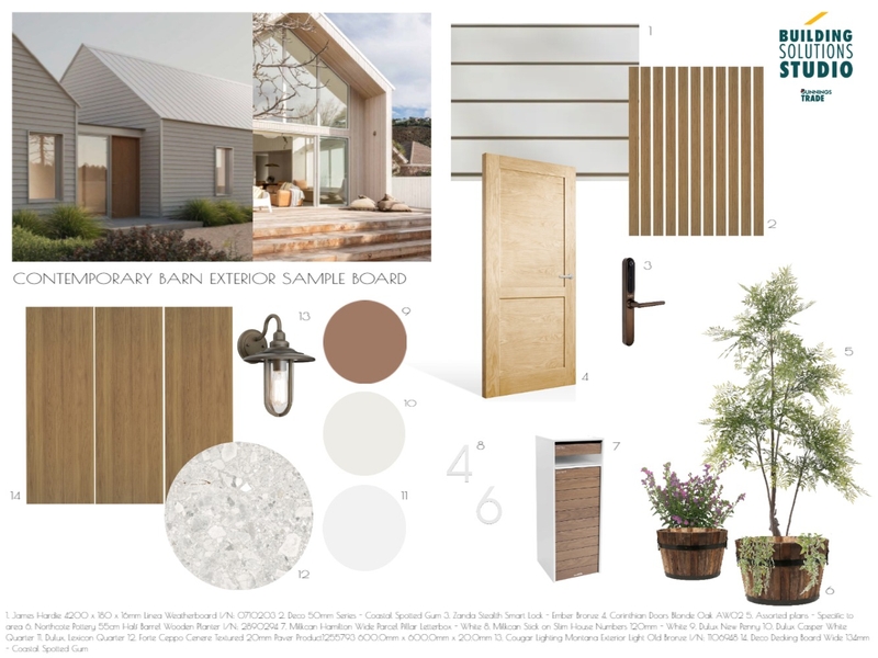 Contemporary Barn - Exterior Sample Board Mood Board by bsschwh@bunnings.com.au on Style Sourcebook