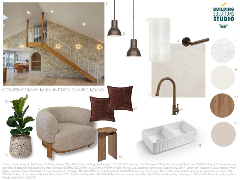 Contemporary Barn - Interior Sample Board Mood Board by bsschwh@bunnings.com.au on Style Sourcebook