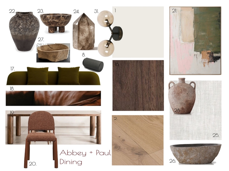 Abbey + Paul Dining Moodboard Interior Design Mood Board by Kate De Lorenzo