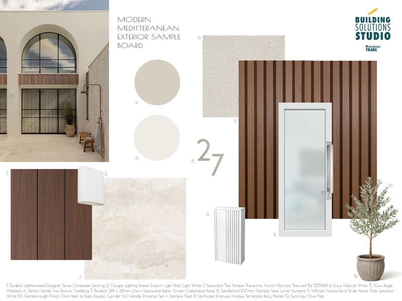 Modern Mediterranean - EXTERIOR SAMPLE BOARD Mood Board by bsschwh@bunnings.com.au on Style Sourcebook