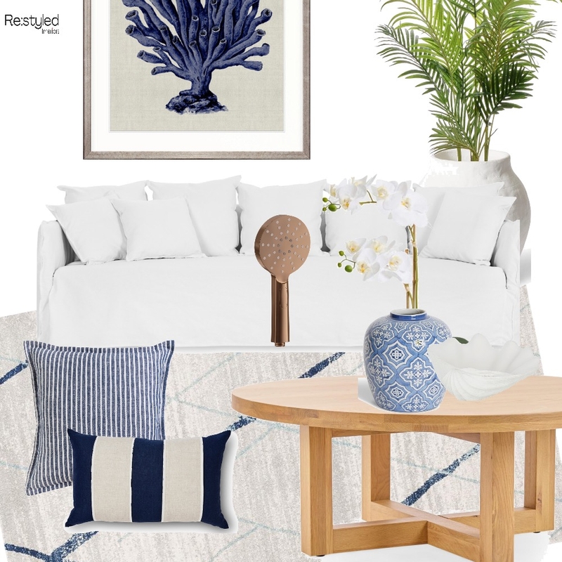 Hamptons Living  Room Ascot Interior Design Mood Board by Restyled Interiors