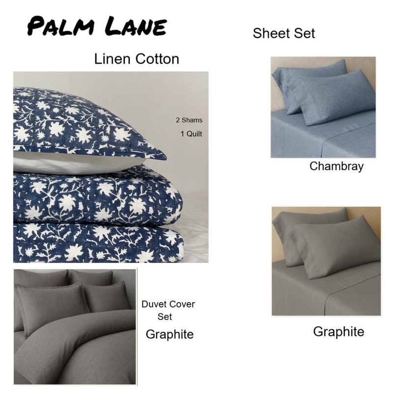 Palm Lane Linen Cotton Interior Design Mood Board by Bedside
