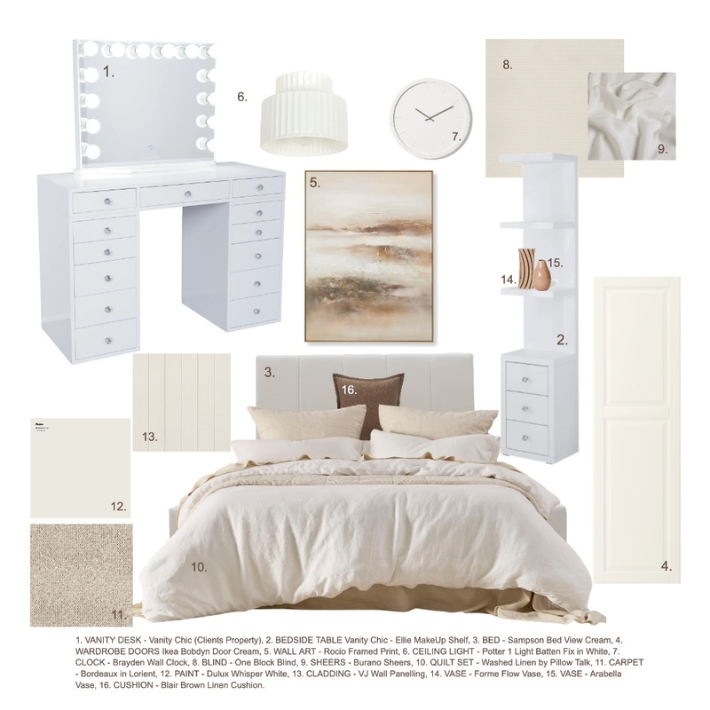 Hannah Bedroom Interior Design Mood Board by Jasakerah Designs
